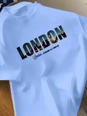 London Is Calling Graphic Tee - Light Blue Travel Souvenir T-shirt